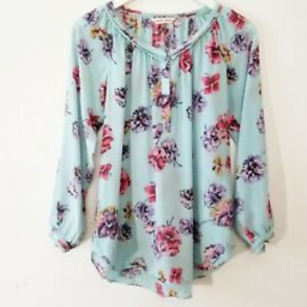 Rebecca Taylor Silk Floral 3/4 Sleeve Blouse, Sz 0